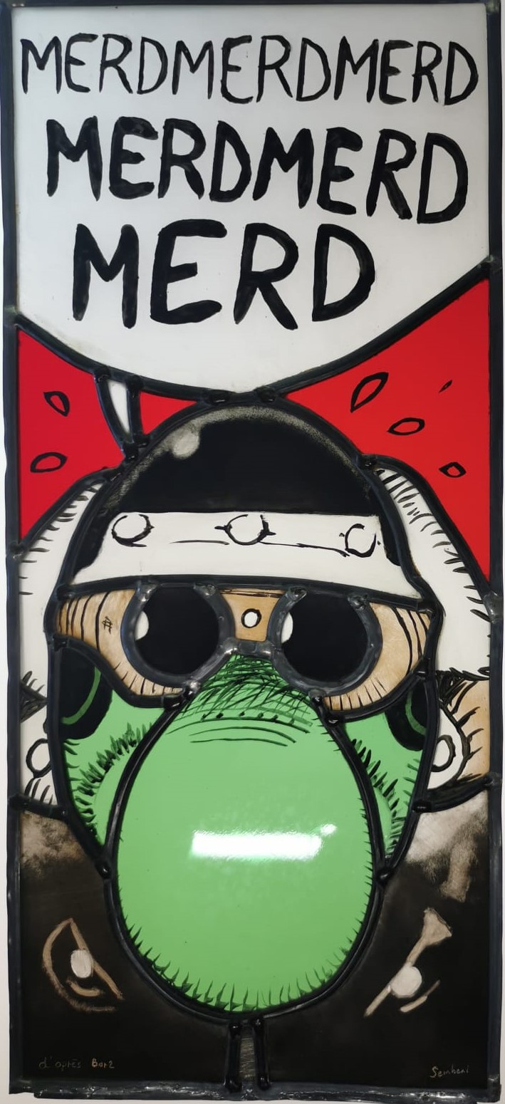 Merd, merd, merd, d'après La Bourre, Joe Bar Team — art verrier par Nicolas Sembeni