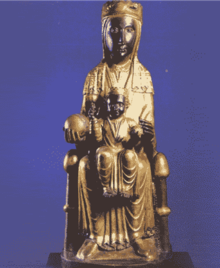 Vierge noire de Monserrat — inspiration du vitrail Bleu